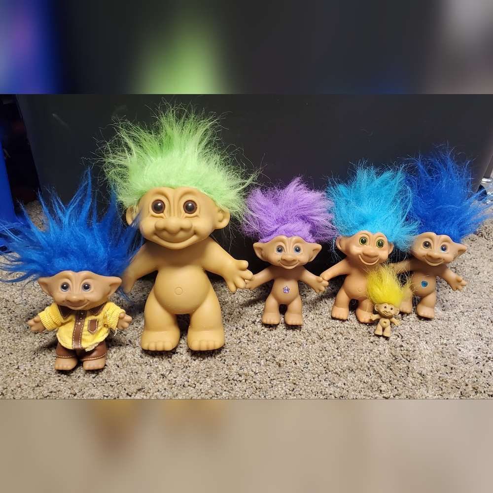 6 Vintage Troll Dolls